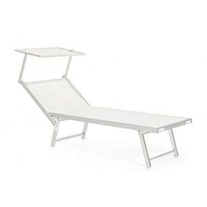 Sezlong cu parasolar, Cross, Bizzotto, 186x71x106.5 cm, aluminiu/textilena, alb imagine