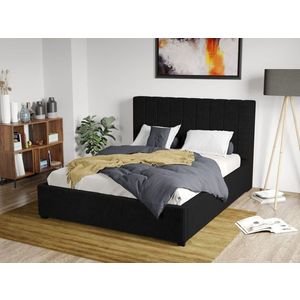 Pat Tapitat Adam cu somiera fixa Negru - Poso 135 90 x 200 imagine