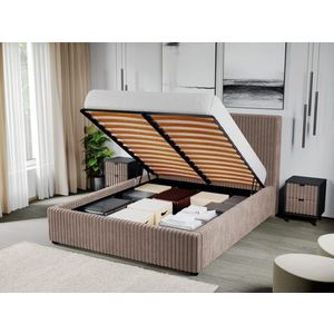 Pat Tapitat pentru saltea de 190 Reno rabatabil cu lada Bej - Tilia 17 160x190 imagine
