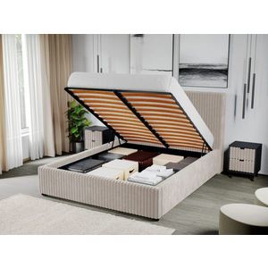 Pat Tapitat pentru saltea de 190 Reno rabatabil cu lada Crem - Tilia 3 180x190 imagine
