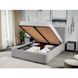 Pat Tapitat pentru saltea de 190 Reno rabatabil cu lada Gri - Tilia 11 140x190 imagine