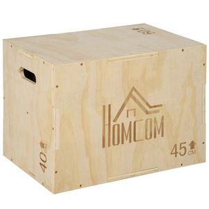 HOMCOM Cutie pentru Sărituri cu 3 Înălțimi Reglabile pentru Acasă și Sală de Sport, 45x40x60 cm, Lemn Natural | Aosom Romania imagine