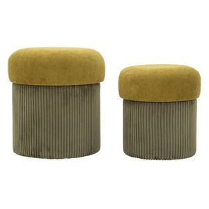 Mauro Ferretti Puff cu Depozitare Verde Set 2 Buc cm Ø 42x44-35x36 | Aosom Romania imagine