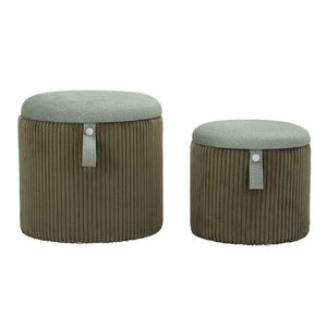 Mauro Ferretti Puff cu Depozitare Bolzano Verde Set 2 Buc cm Ø 38x38-32x27 | Aosom Romania imagine