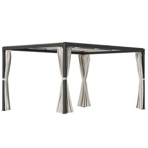 Outsunny Foisor cu pergola 3 x 3 (m) cu acoperis extensibil, Adapost cu copertina cu pergola retractabila cu perdele, Cadru din aluminiu pentru gradina, peluza, curte si terasa, bej | Aosom Romania imagine