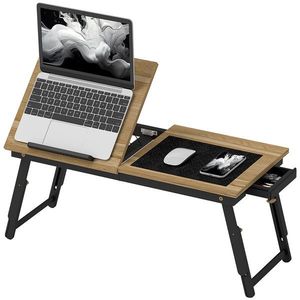 HOMCOM Suport Laptop Înclinabil, cu Înălțime Reglabilă și Sertar Lateral, 86x33x22, 5-32 cm, Negru | Aosom Romania imagine