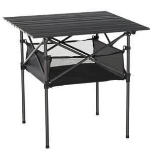 Outsunny Masă de Camping Pliabilă, Ușor de Transportat, Include Geantă de Călătorie, 70x70x69cm, Negru | Aosom Romania imagine