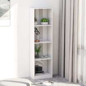 vidaXL Bibliotecă 4 rafturi, alb lucios, 40x24x142 cm, lemn prelucrat imagine