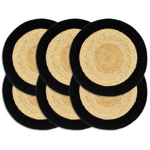 vidaXL Naproane, 6 buc., natural și negru, 38 cm, iută și bumbac imagine