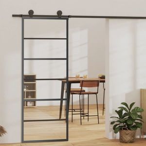 vidaXL Ușă glisantă cu set feronerie, 76x205 cm, sticlă ESG/aluminiu imagine