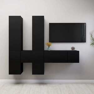 vidaXL Set dulap TV, 2 piese, negru, lemn prelucrat imagine