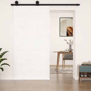 vidaXL Ușă de hambar, alb, 100x1, 8x204, 5 cm, lemn masiv de pin imagine