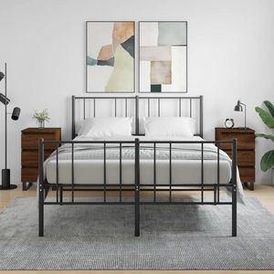 vidaXL Noptiere, 2 buc., stejar maro, 40x35x69 cm, lemn compozit imagine
