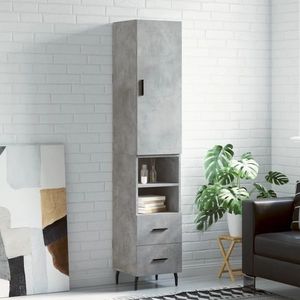 vidaXL Dulap înalt, gri beton, 34, 5x34x180 cm, lemn prelucrat imagine
