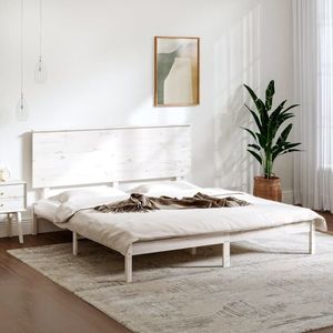 vidaXL Cadru de pat Super King, alb, 180x200 cm, lemn masiv imagine