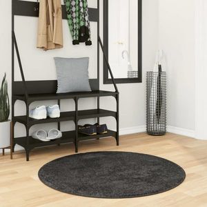 vidaXL Covor pufos "PAMPLONA" cu fire înalte, antracit modern Ø 100 cm imagine