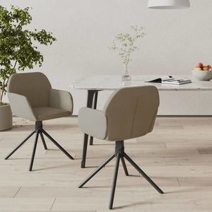 vidaXL Scaune rotative de bucătărie, 2 buc., gri deschis, catifea imagine