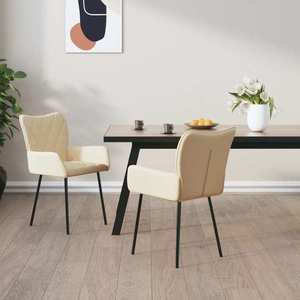 vidaXL Scaune de bucătărie, 2 buc., crem, material textil imagine