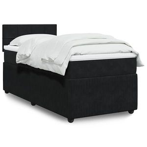 vidaXL Pat box spring cu saltea, negru, 80x200 cm, catifea imagine
