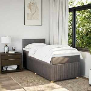 vidaXL Pat box spring cu saltea, gri taupe, 80x200 cm, textil imagine