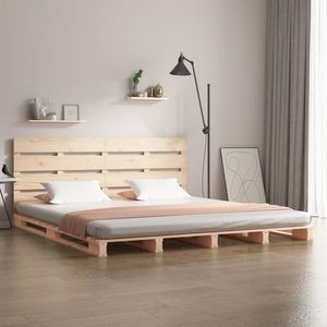 vidaXL Cadru de pat fără saltea, 140x190 cm, lemn masiv de pin imagine