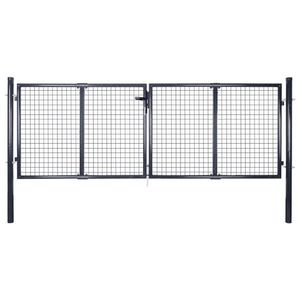 vidaXL Poartă din plasă de grădină, gri, 289x125 cm, oțel galvanizat imagine