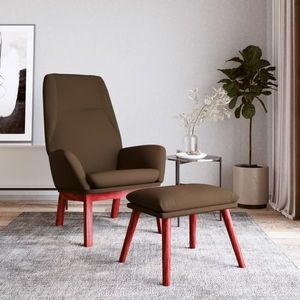 vidaXL Scaun de relaxare cu taburet, maro, textil imagine