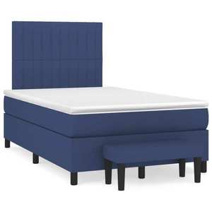 vidaXL Pat box spring cu saltea, albastru, 120x190 cm, material textil imagine