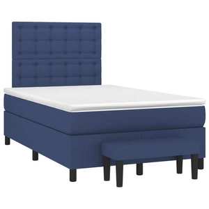 vidaXL Pat box spring cu saltea, albastru, 120x190 cm, material textil imagine