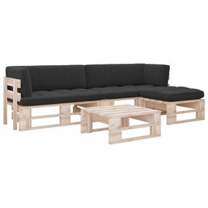 vidaXL Set mobilier paleți cu perne, 4 piese, lemn de pin tratat imagine