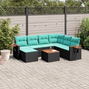 vidaXL Set mobilier de grădină cu perne, 8 piese, negru, poliratan imagine