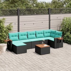 vidaXL Set mobilier de grădină cu perne, 8 piese, negru, poliratan imagine