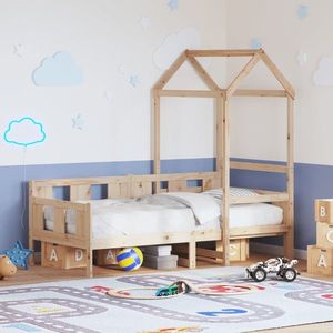 vidaXL Pat de zi cu acoperiș, 90x200 cm, lemn masiv de pin imagine