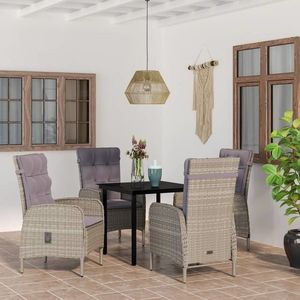 vidaXL Set de servit masa pentru grădină, 5 piese, gri și negru imagine