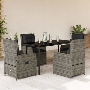 vidaXL Set mobilier de grădină cu perne, 5 piese, gri, poliratan imagine