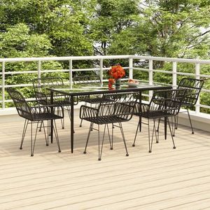 vidaXL Set mobilier de grădină, 7 piese, negru, poliratan imagine