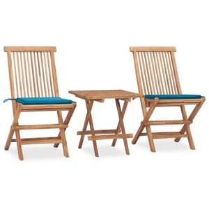 vidaXL Set mobilier exterior pliabil cu perne, 3 piese, lemn masiv tec imagine
