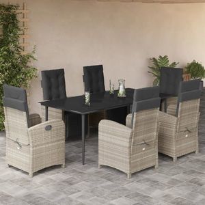 vidaXL Set mobilier de grădină cu perne, 7 piese gri deschis poliratan imagine