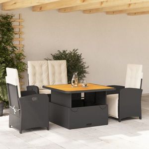 vidaXL Set mobilier de grădină cu perne, 4 piese, negru, poliratan imagine
