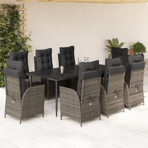 vidaXL Set mobilier grădină cu perne, 9 piese, gri, poliratan imagine