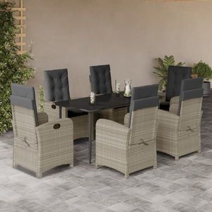 vidaXL Set mobilier de grădină cu perne, 7 piese gri deschis poliratan imagine