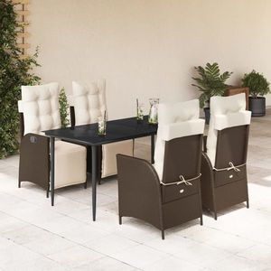 vidaXL Set mobilier de grădină, 5 piese, cu perne, maro, poliratan imagine