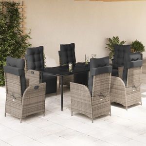 vidaXL Set mobilier de grădină cu perne, 7 piese, gri, poliratan imagine