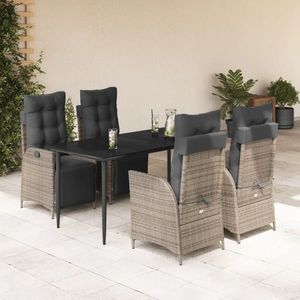 vidaXL Set mobilier de grădină cu perne, 5 piese, gri, poliratan imagine