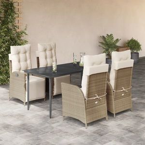 vidaXL Set mobilier de grădină cu perne, 5 piese, bej, poliratan imagine