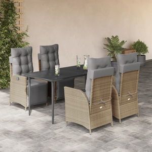 vidaXL Set mobilier pentru grădină, 5 piese, cu perne, bej, poliratan imagine
