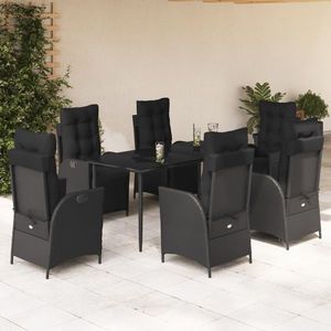 vidaXL Set mobilier de grădină cu perne, 7 piese, negru, poliratan imagine