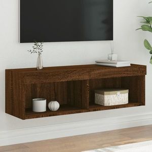 vidaXL Comodă TV cu lumini LED, stejar maro, 100x30x30 cm imagine