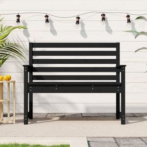 vidaXL Bancă de grădină, negru, 109x48x91, 5 cm, lemn masiv de pin imagine