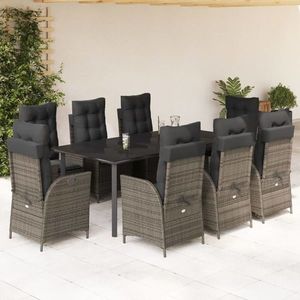 vidaXL Set mobilier grădină cu perne, 9 piese, gri, poliratan imagine